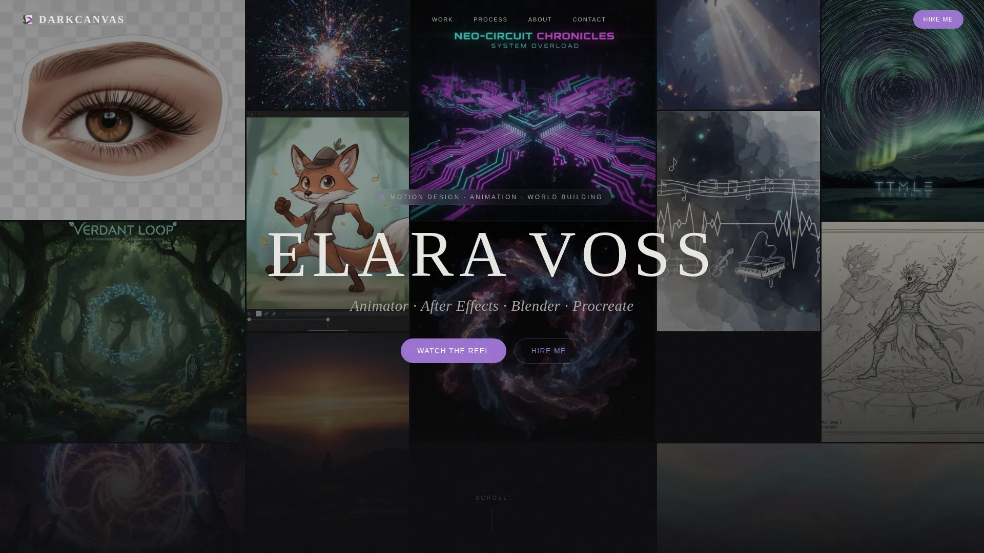 Dark Immersive Animator Portfolio Landing Page