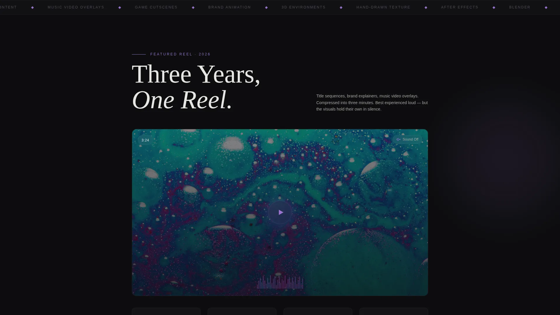 Dark Immersive Animator Portfolio Landing Page