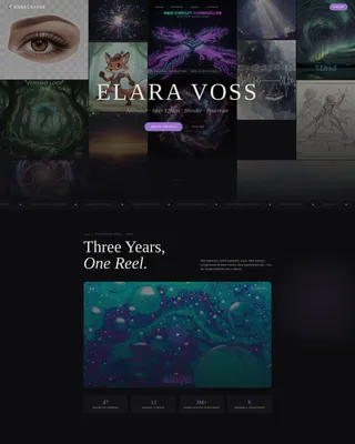 Dark Immersive Animator Portfolio Landing Page
