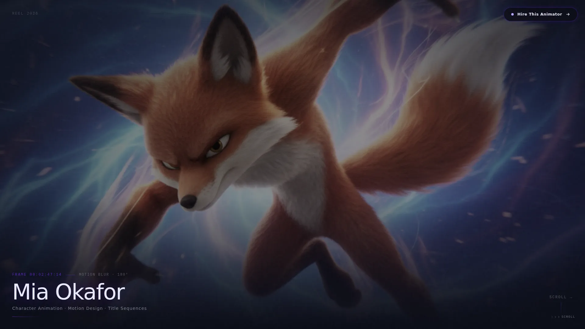 Immersive Animator Portfolio Landing Page Template
