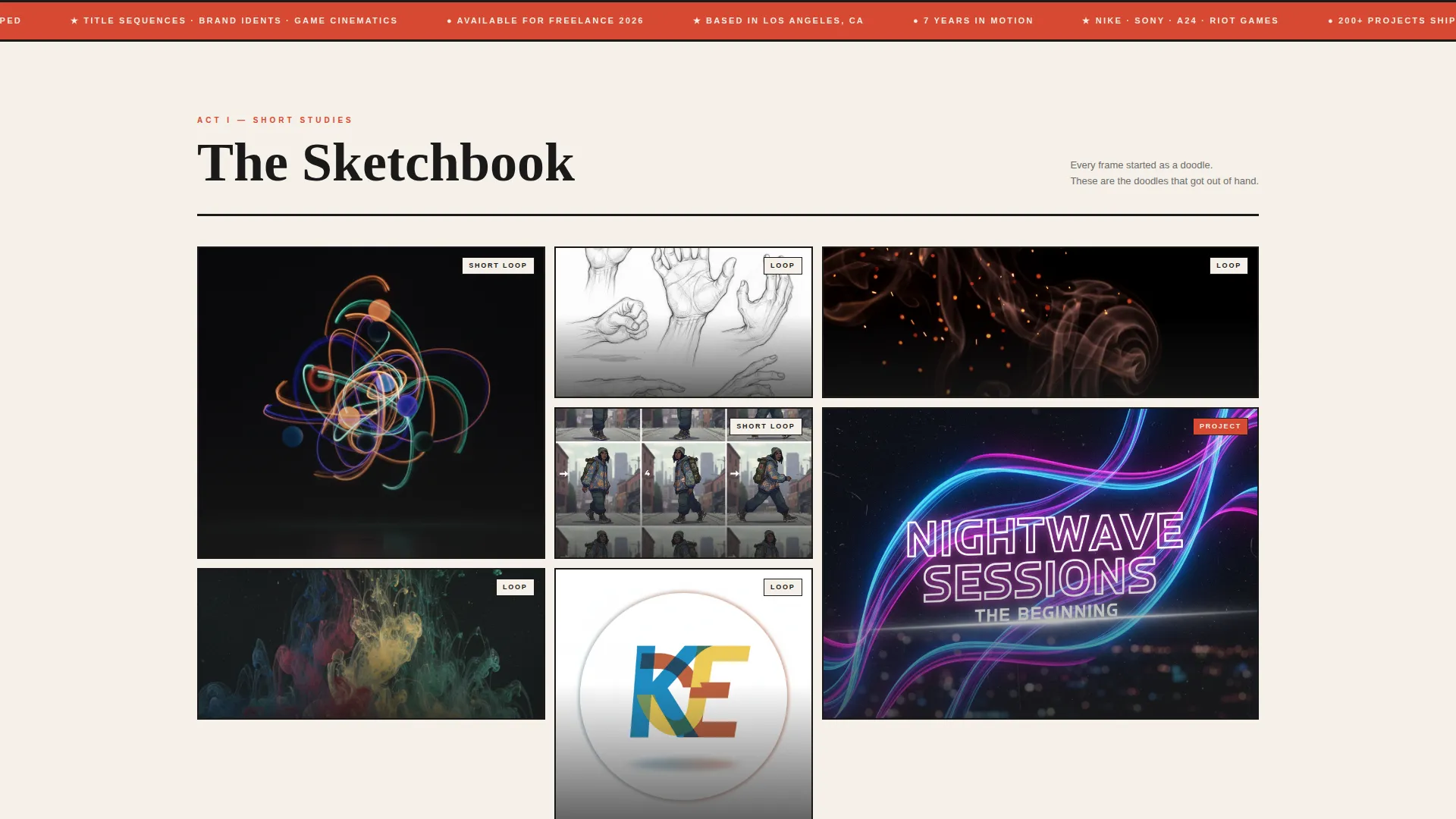 Bold Brutalist Animator Portfolio Landing Page