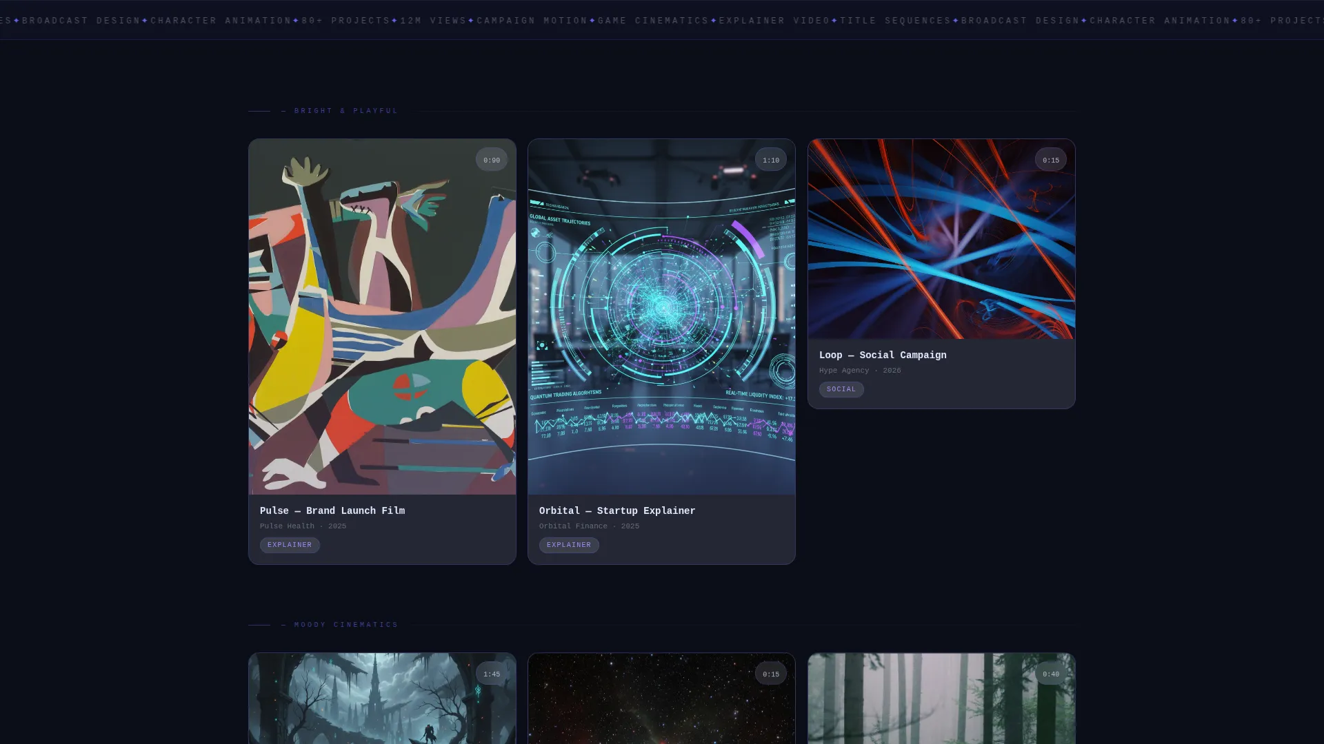 Animator Video Portfolio Landing Page Template
