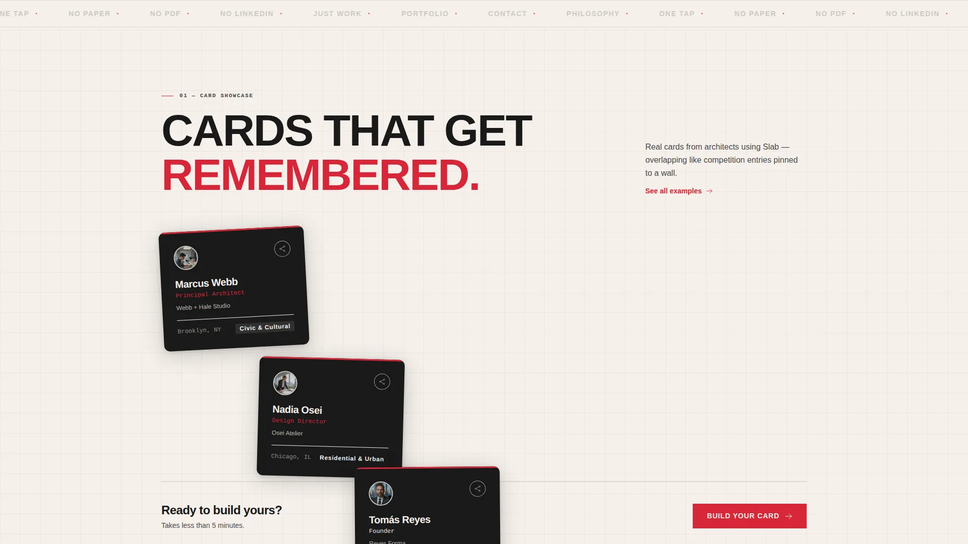 Bold Brutalist Architect Digital Business Card Landing Page