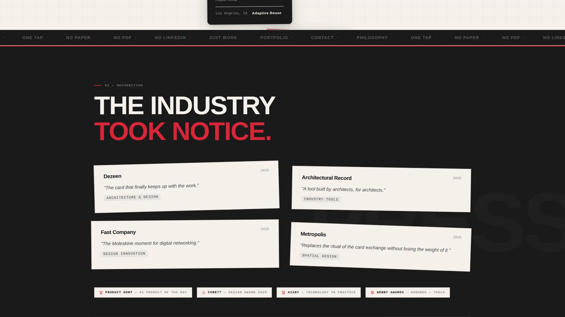 Bold Brutalist Architect Digital Business Card Landing Page