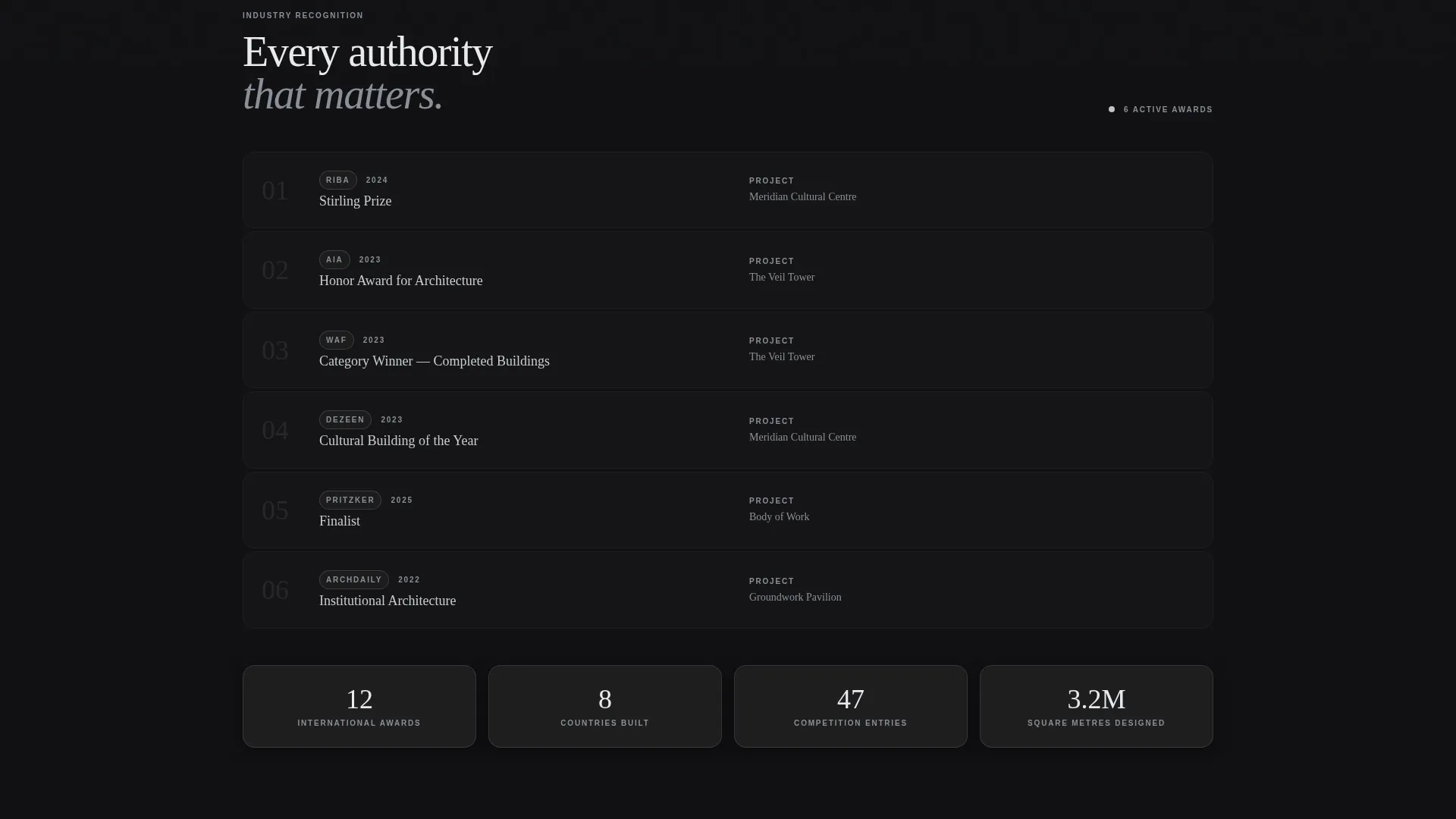 Award-Winning Architect Portfolio Landing Page