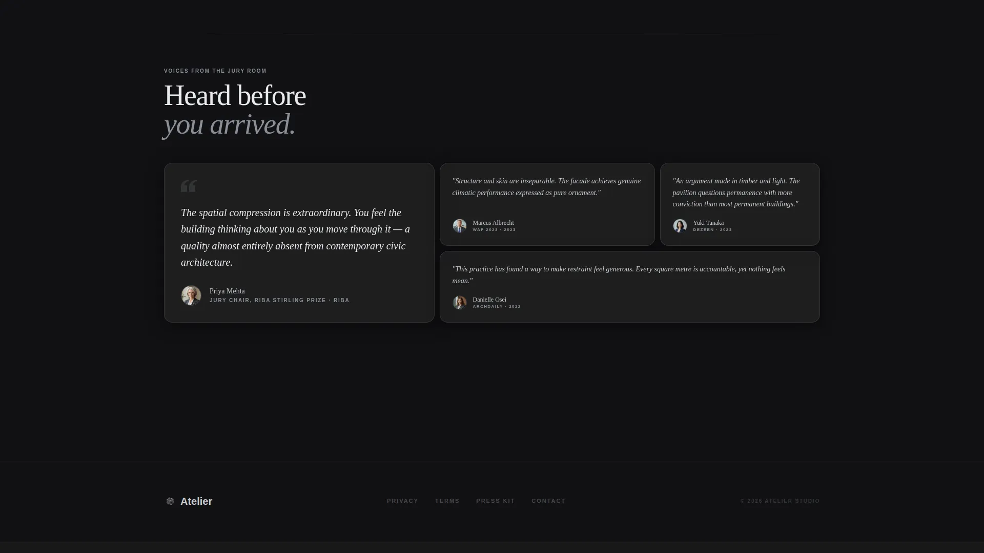 Award-Winning Architect Portfolio Landing Page