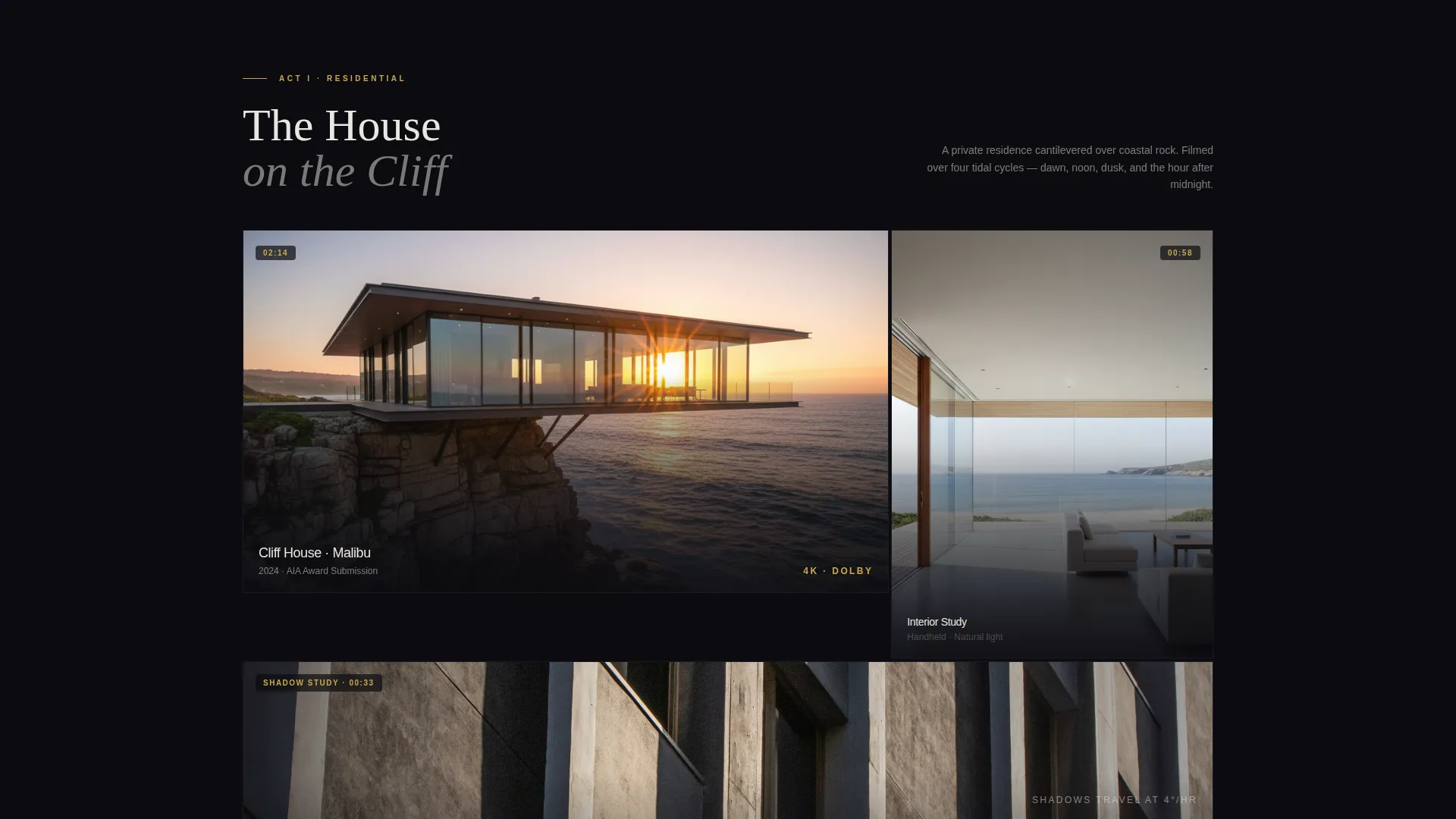 Cinematic Architect Video Portfolio Landing Page
