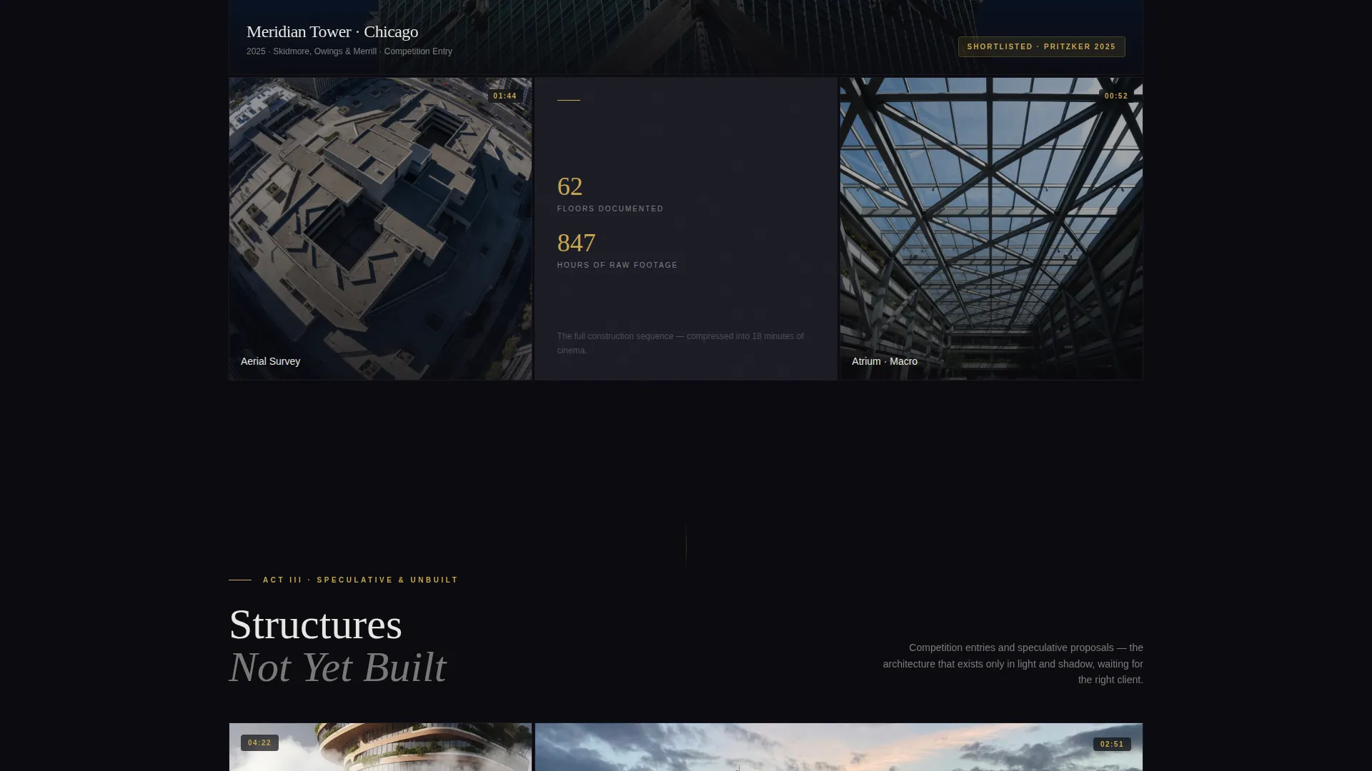 Cinematic Architect Video Portfolio Landing Page