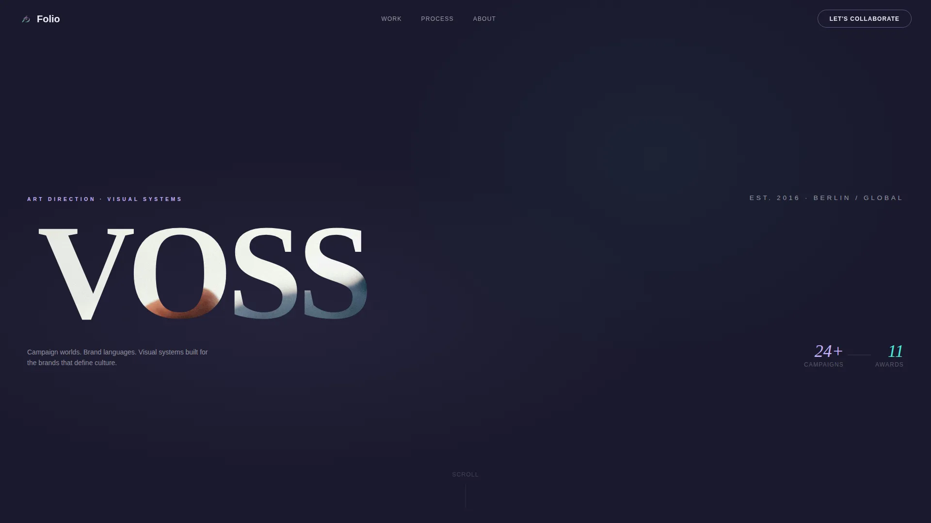 Immersive Art Director Portfolio Landing Page