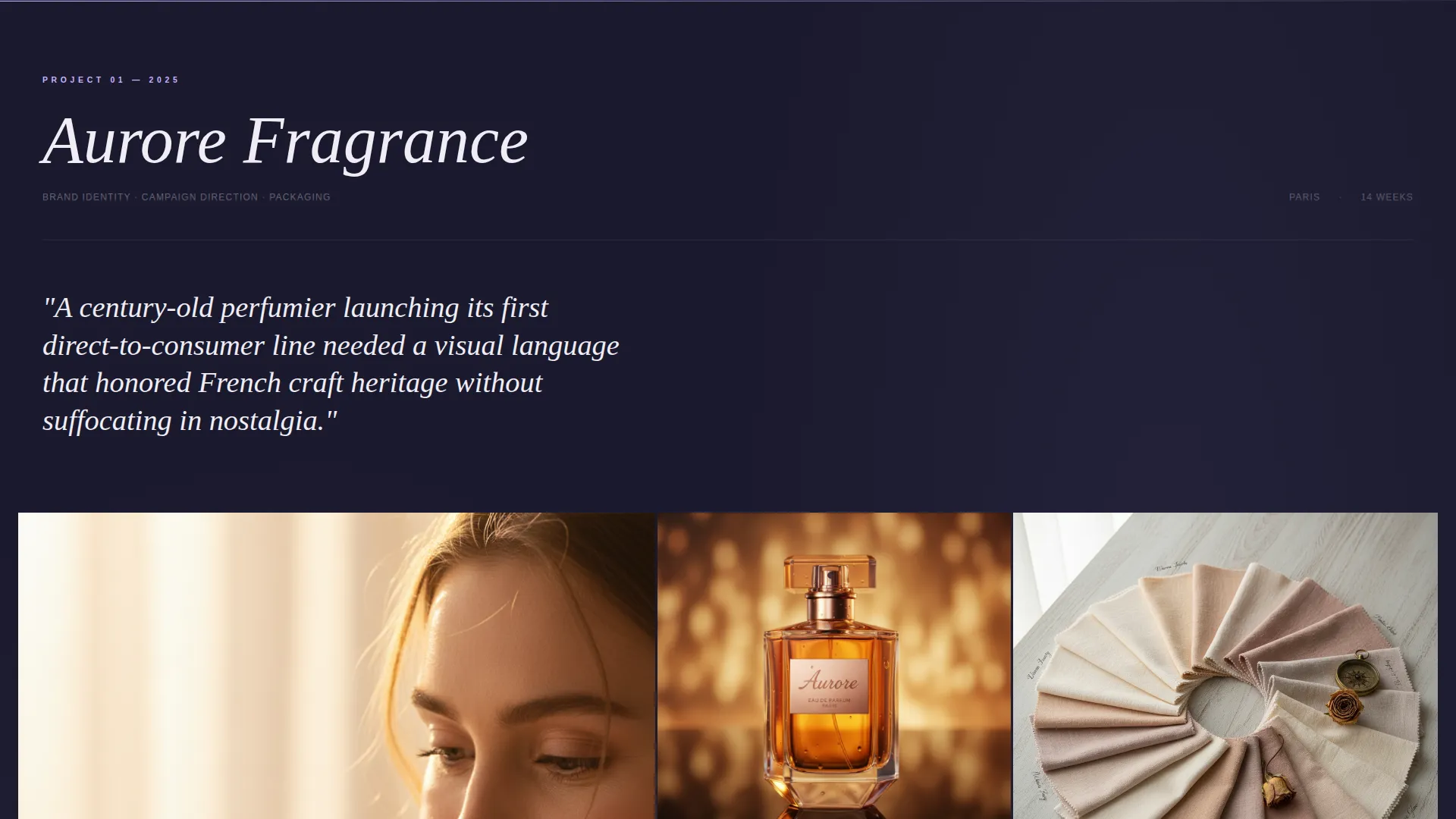 Immersive Art Director Portfolio Landing Page