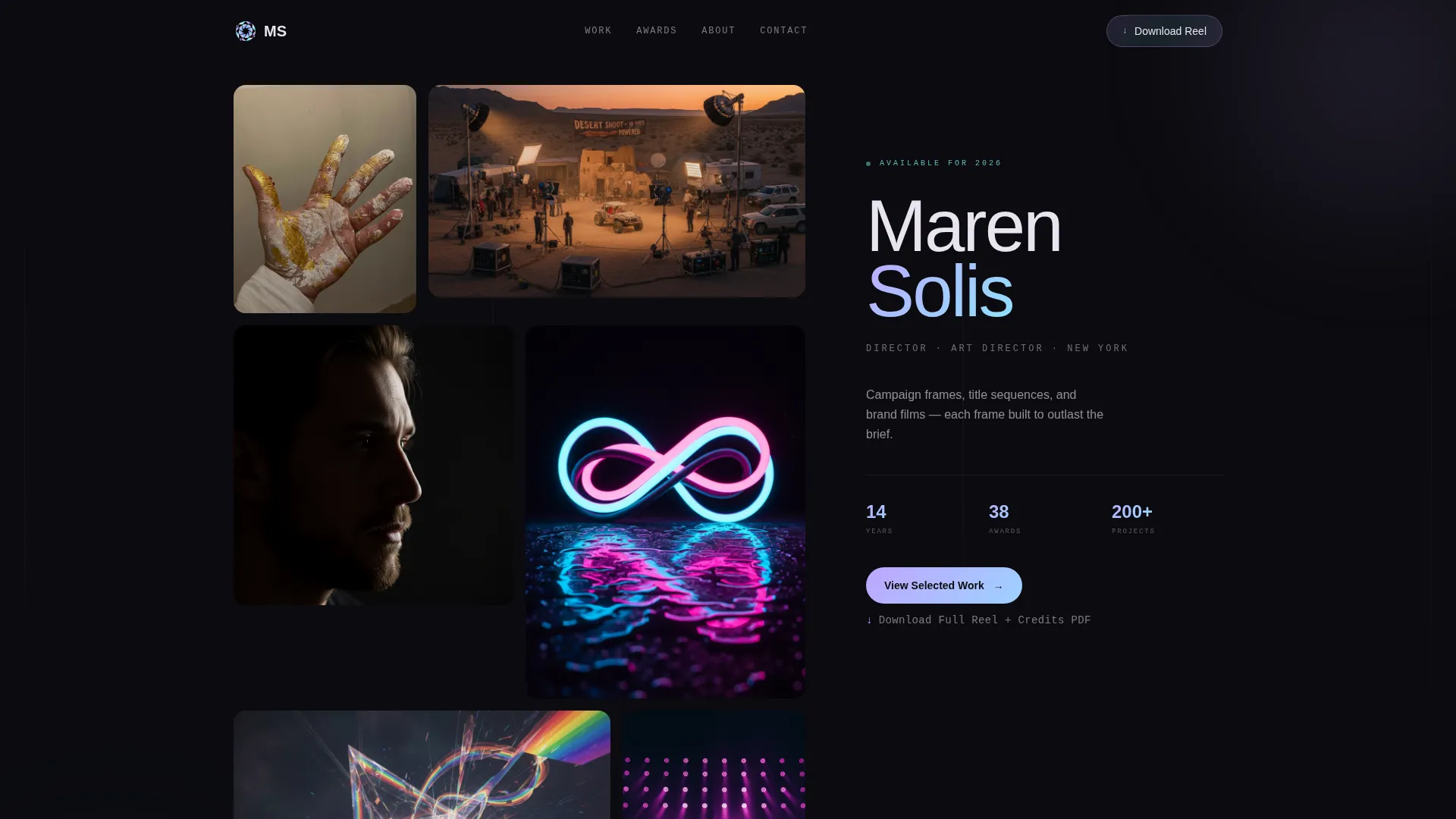 Holographic Video Portfolio Landing Page Template