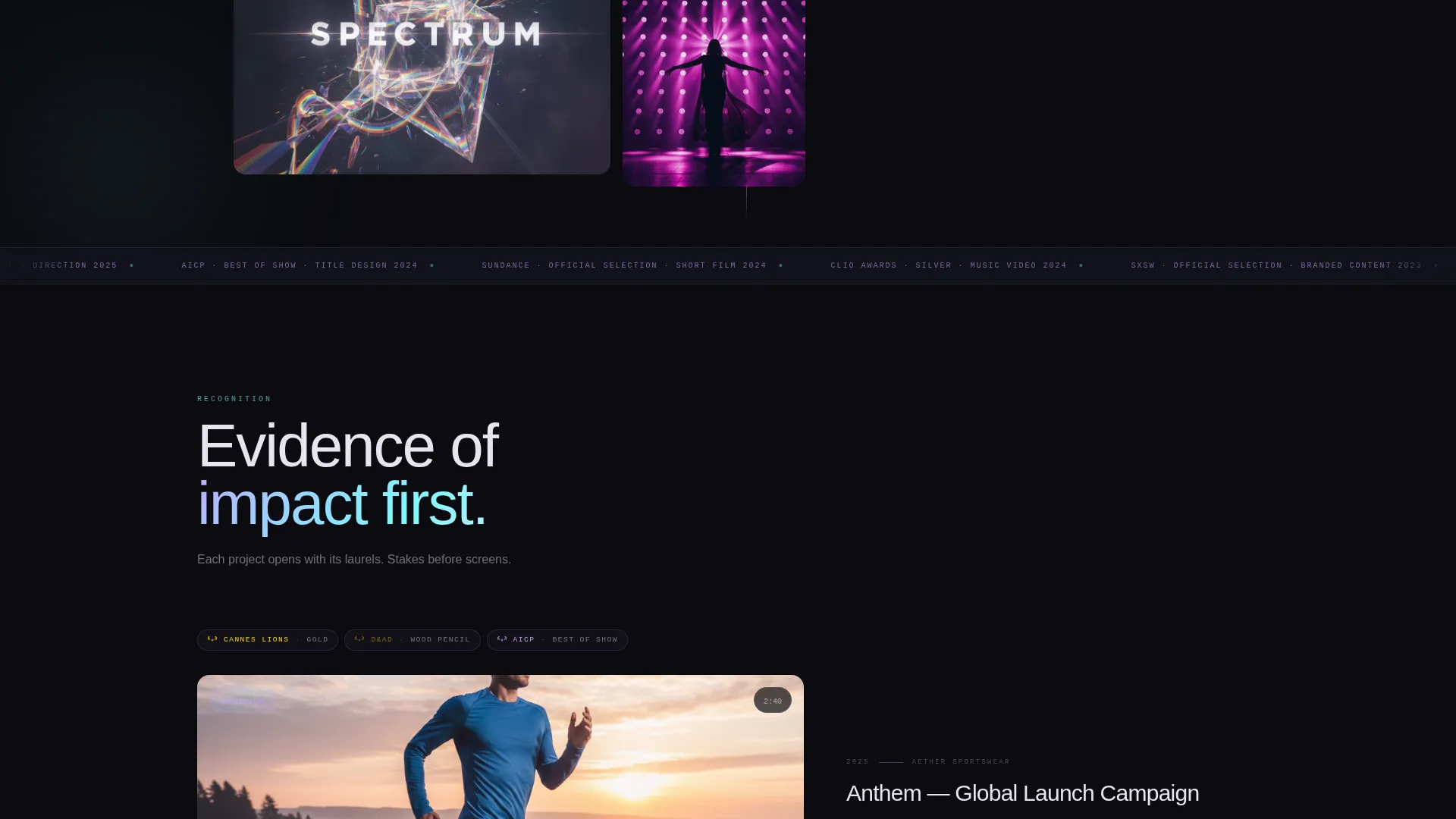 Holographic Video Portfolio Landing Page Template