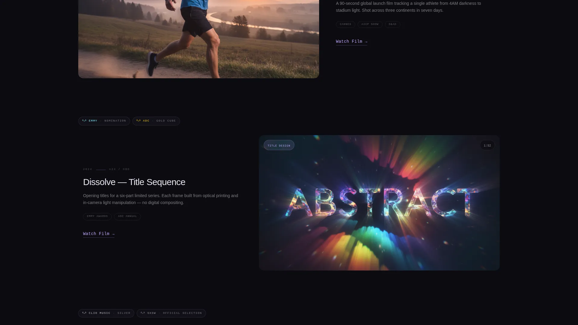 Holographic Video Portfolio Landing Page Template