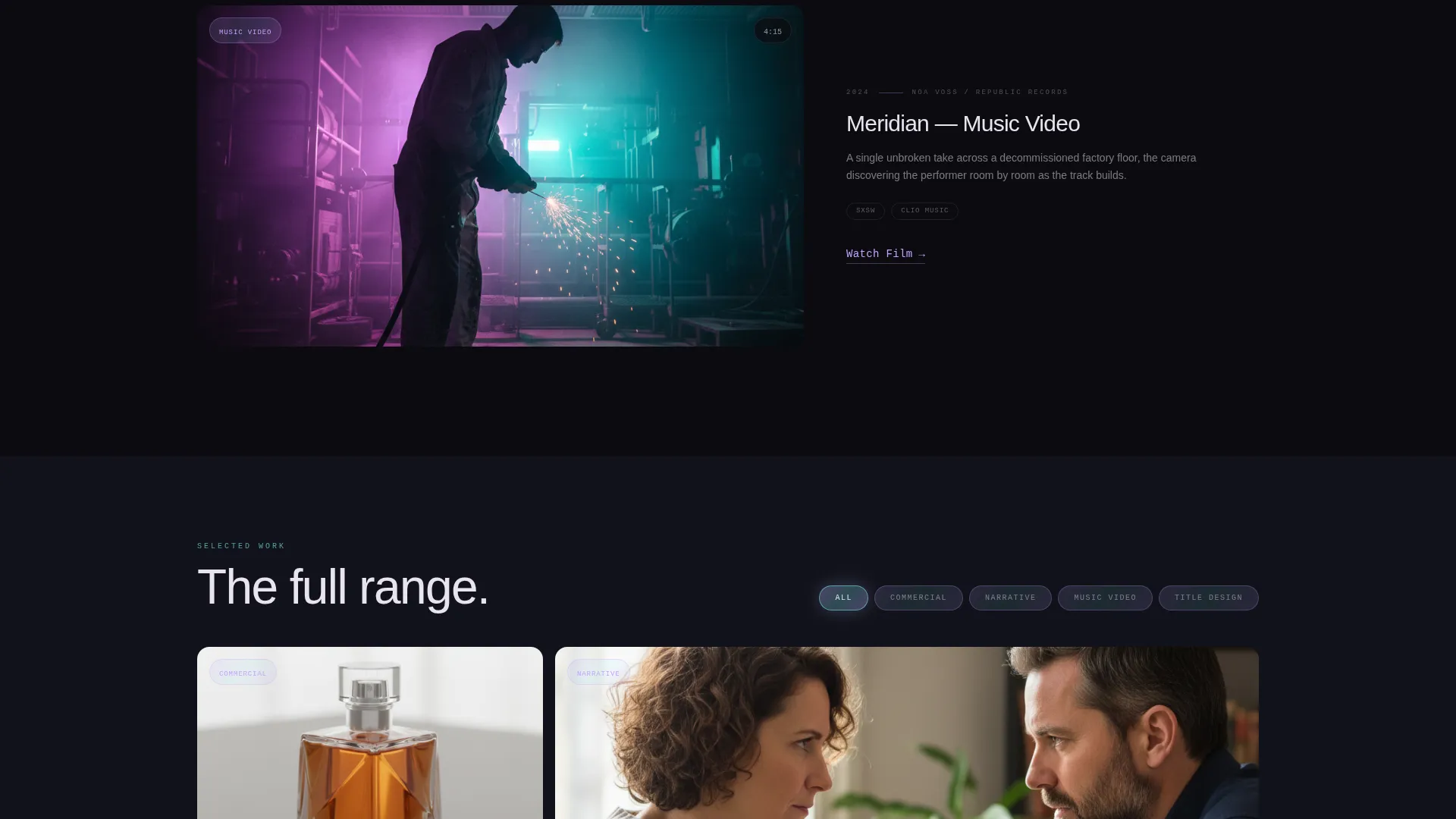 Holographic Video Portfolio Landing Page Template