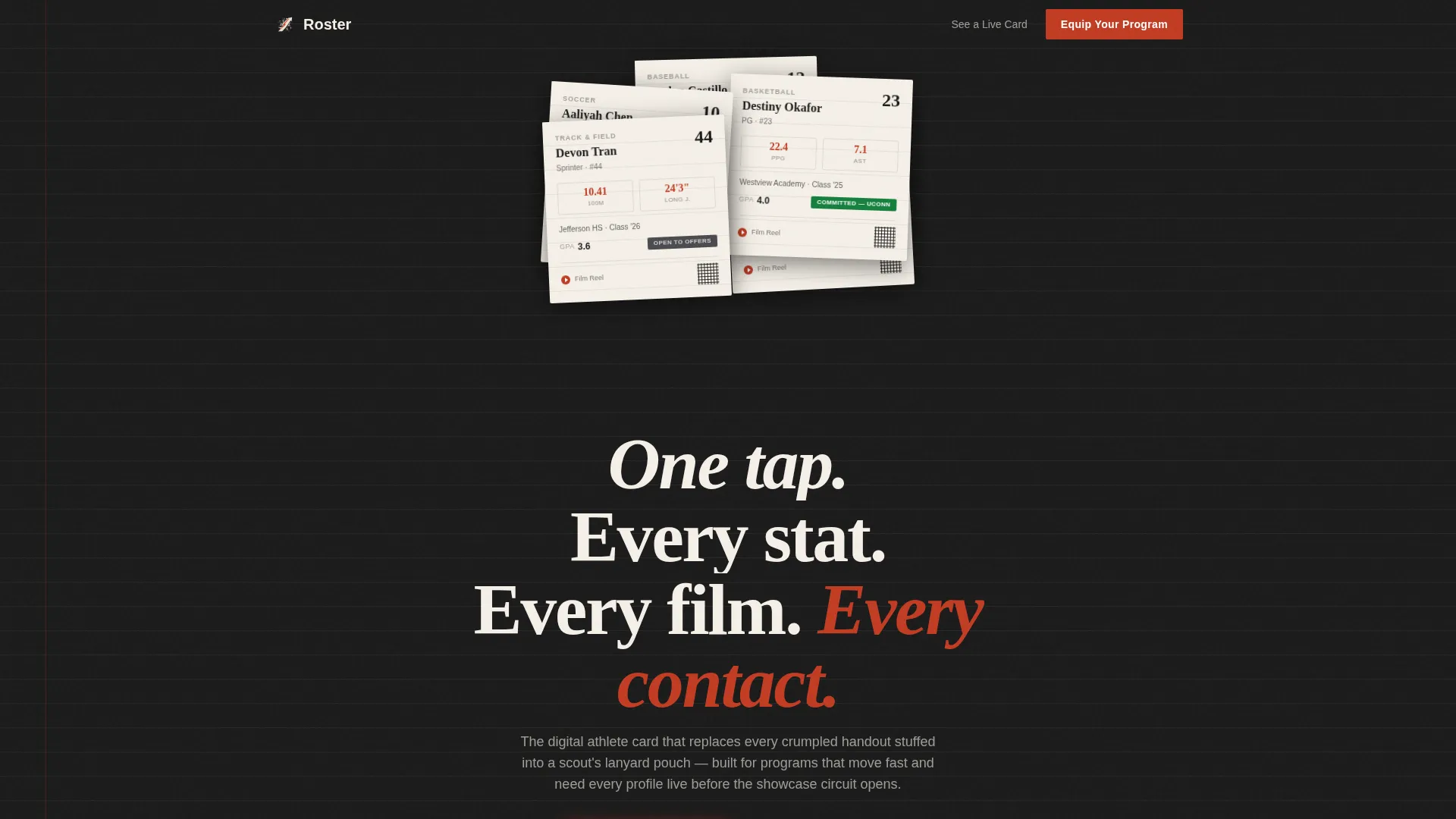Athlete Profile Landing Page Template for Programs
