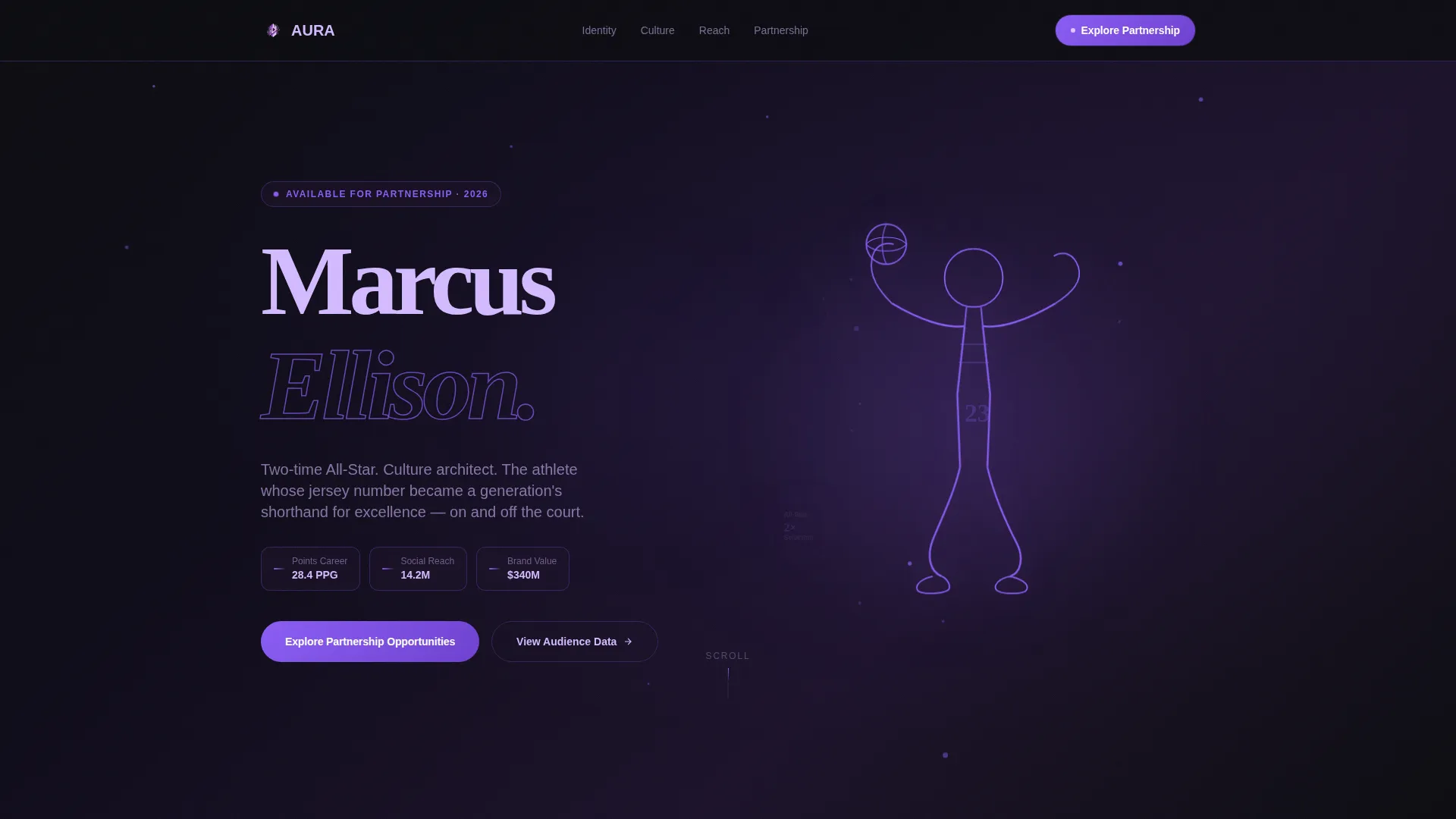 Immersive Athlete Personal Brand Landing Page