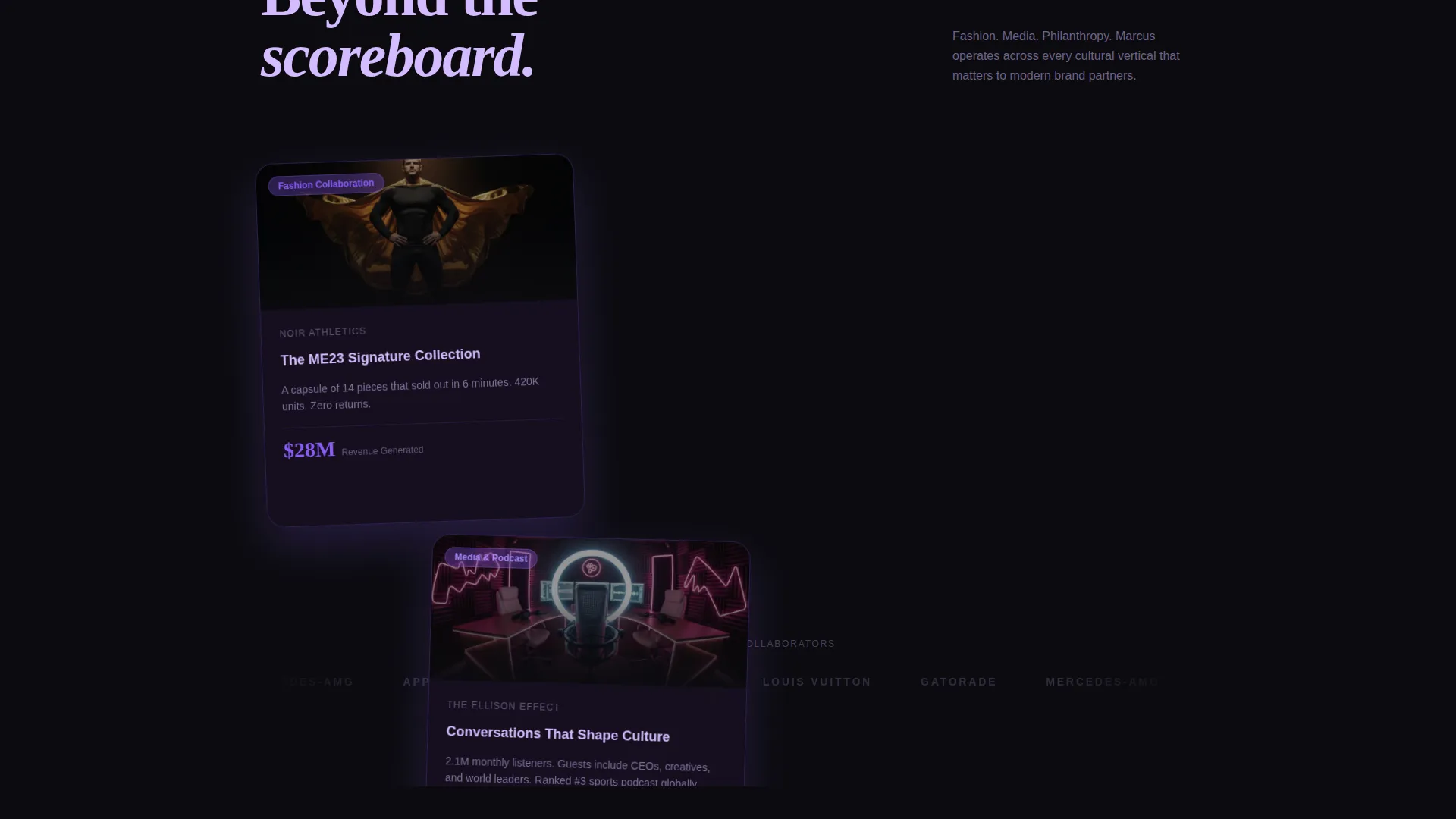 Immersive Athlete Personal Brand Landing Page