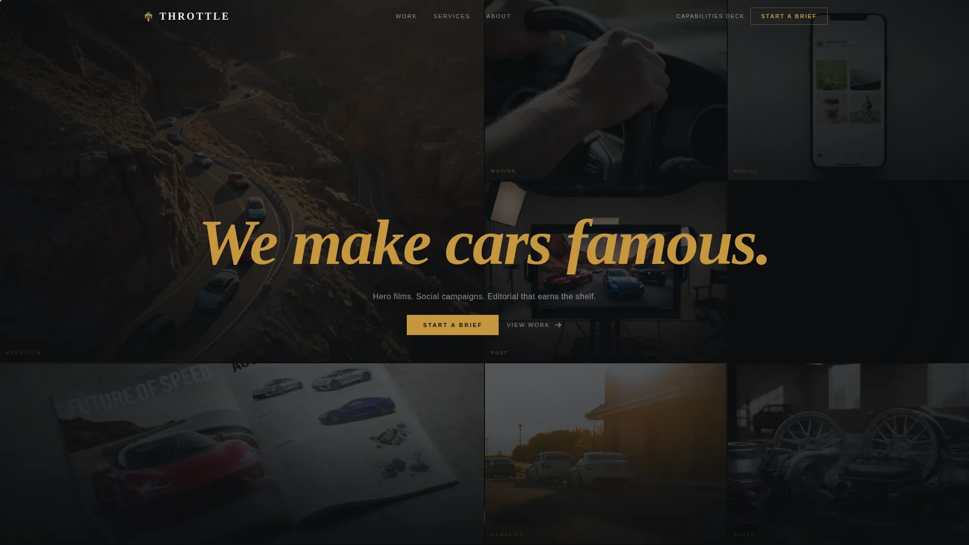 Cinematic Automotive Agency Landing Page Template