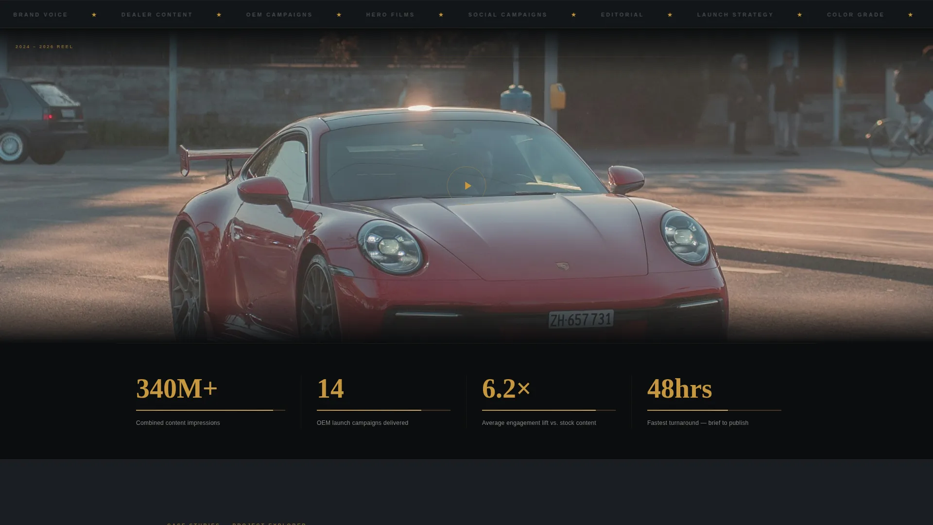 Cinematic Automotive Agency Landing Page Template