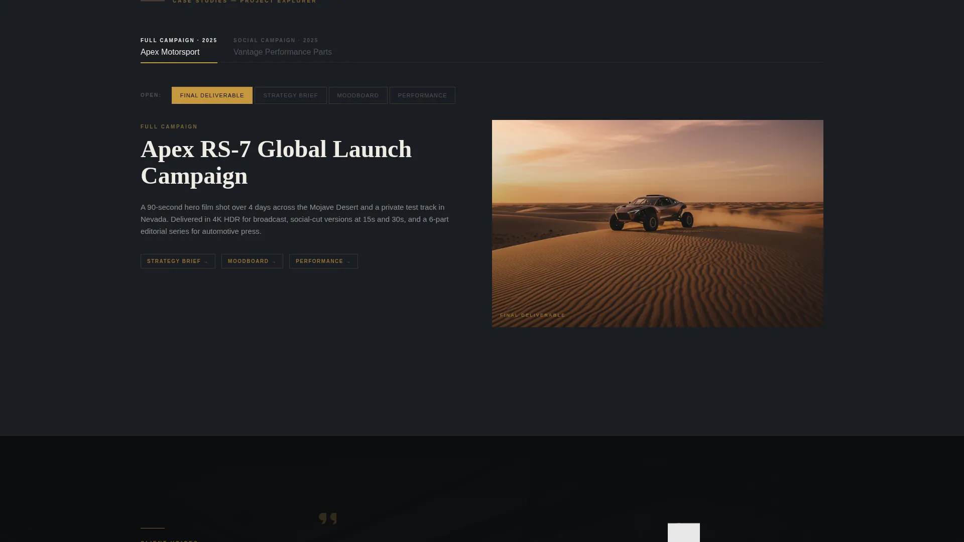 Cinematic Automotive Agency Landing Page Template