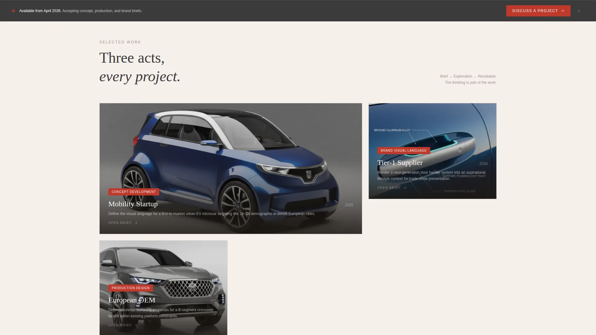 Automotive Designer Portfolio Landing Page Template