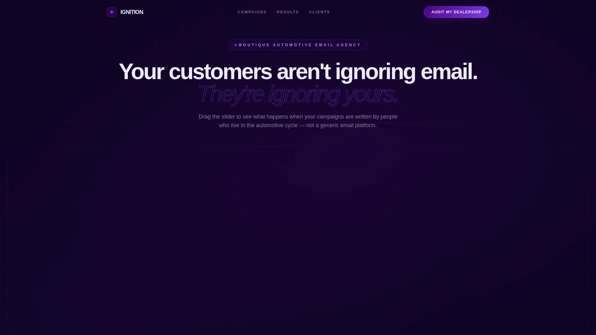 Automotive Email Marketing Agency Landing Page