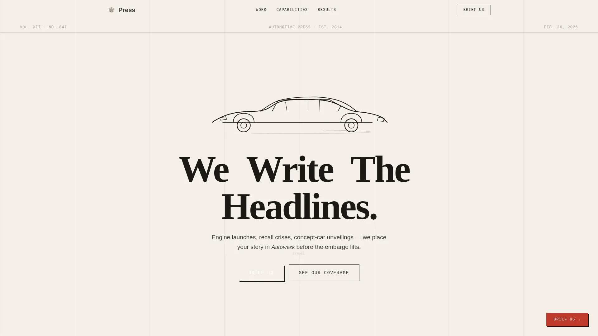 Automotive PR Agency Landing Page Template