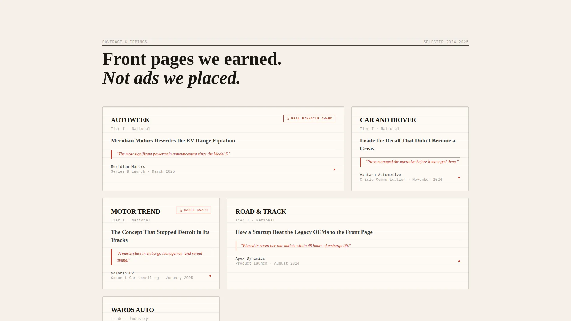 Automotive PR Agency Landing Page Template