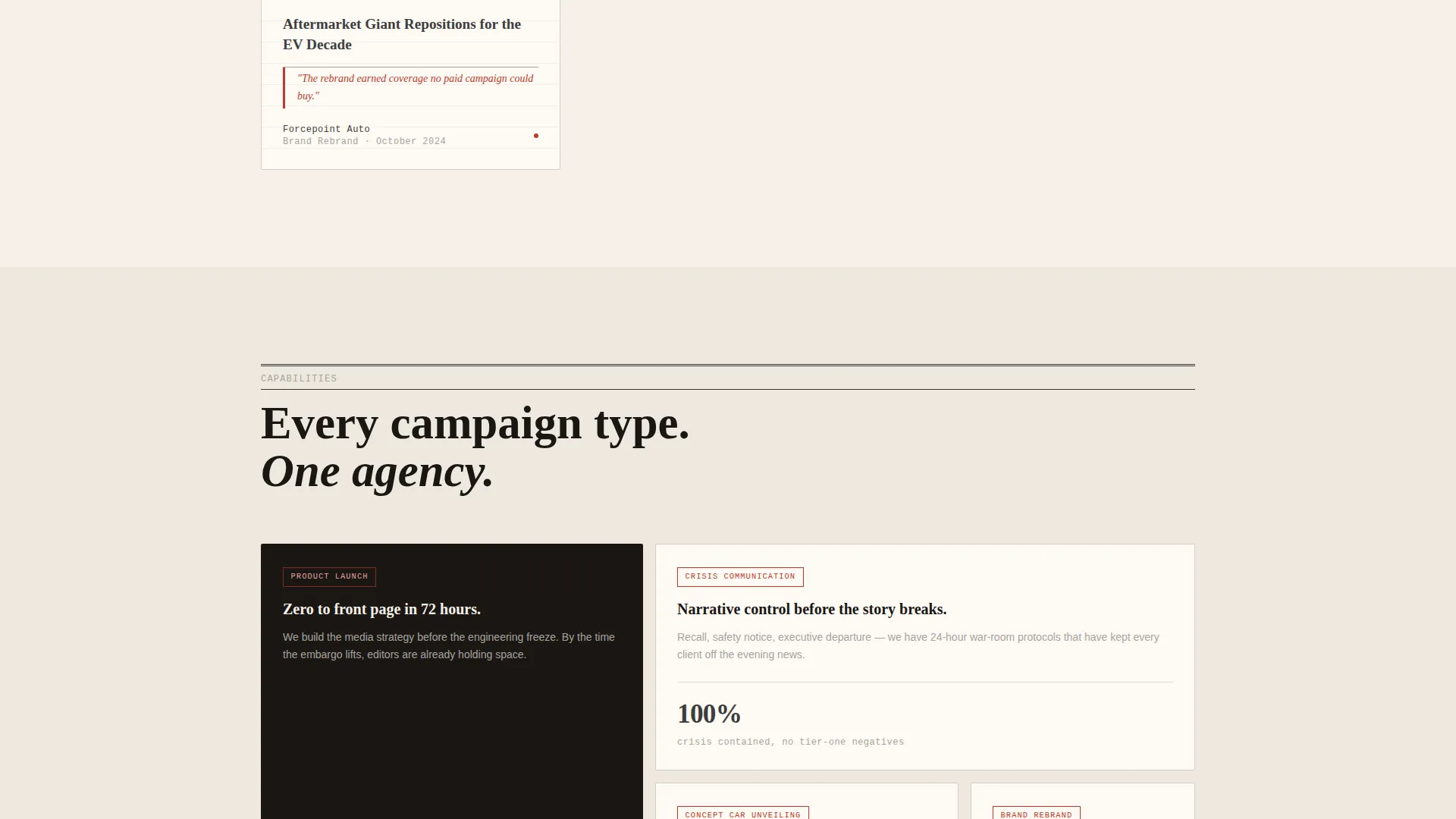 Automotive PR Agency Landing Page Template
