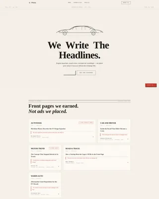 Automotive PR Agency Landing Page Template