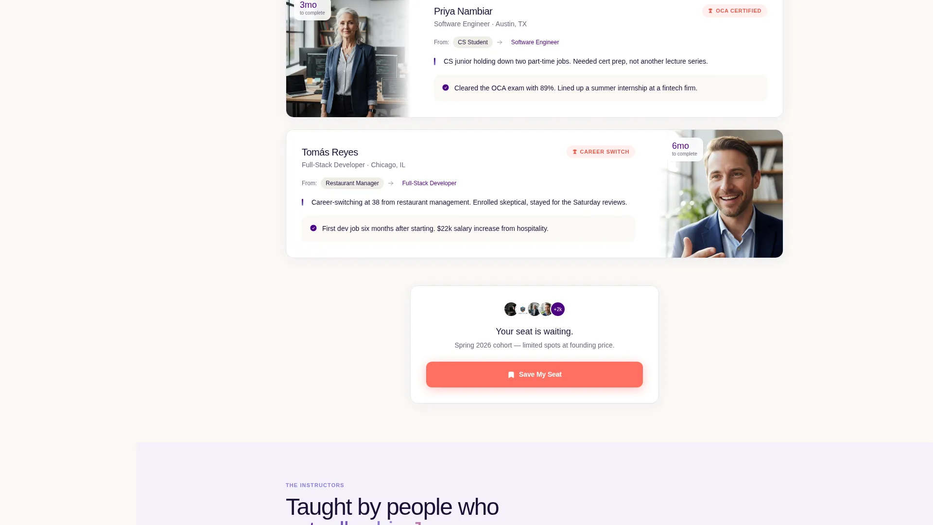 Course Landing Page Template, Sidebar Companion Layout