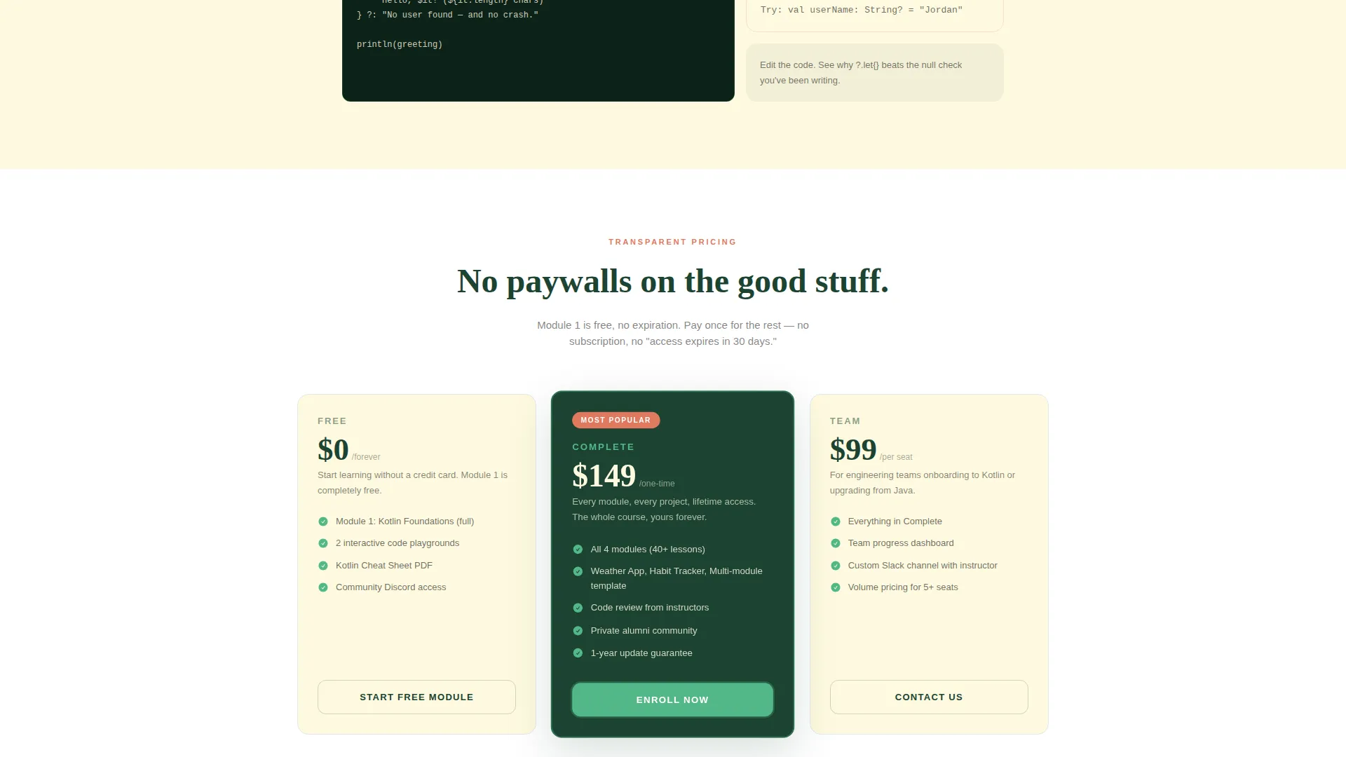 Android Course Landing Page Template - Card Grid