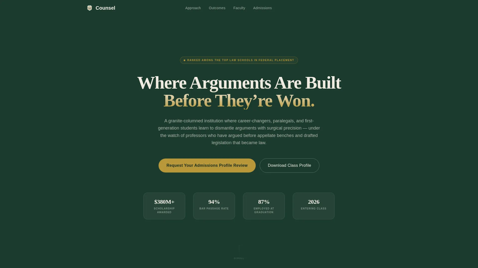 Law School Admissions Landing Page Template