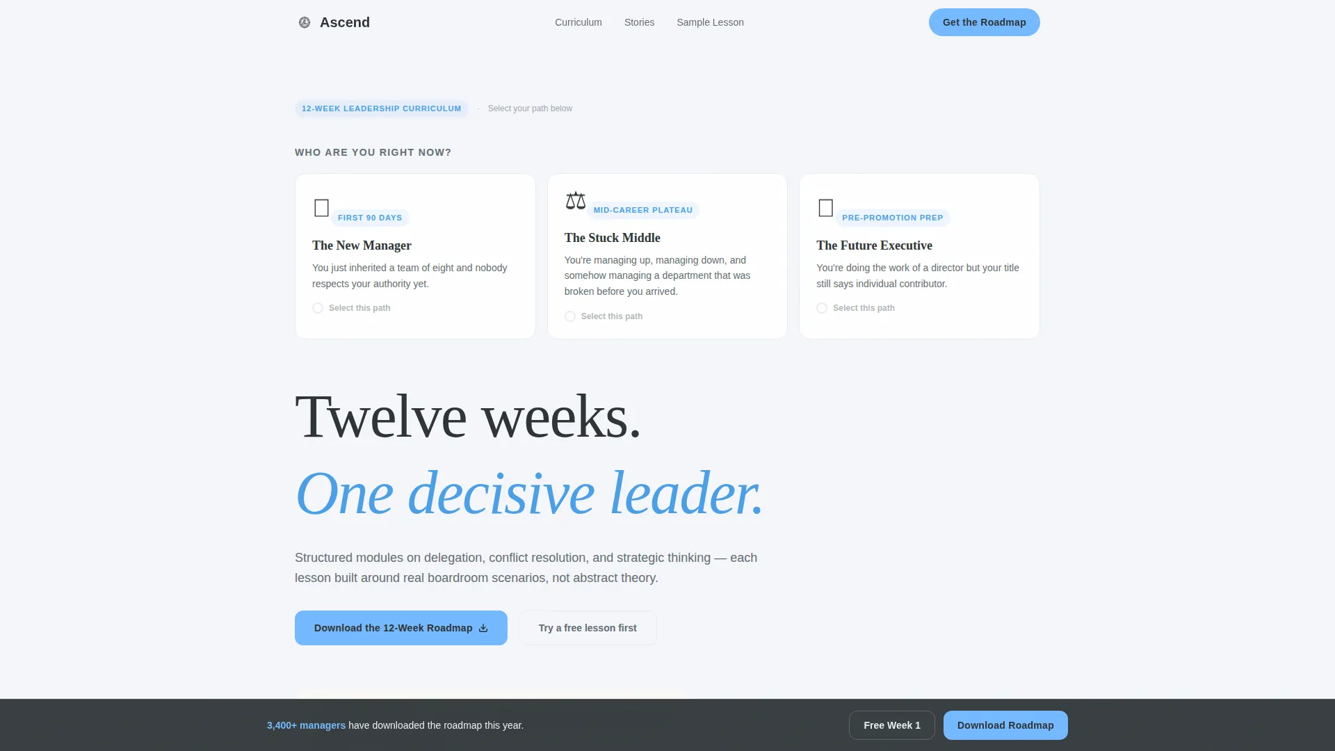 Leadership & Management Online Course Landing Page