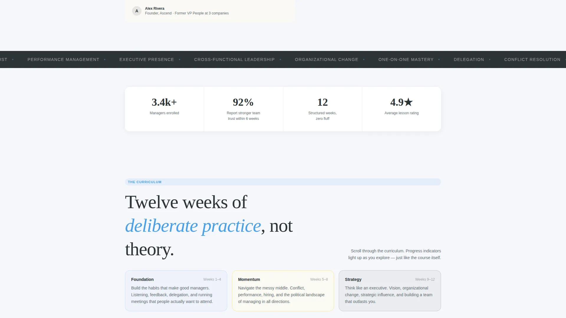 Leadership & Management Online Course Landing Page