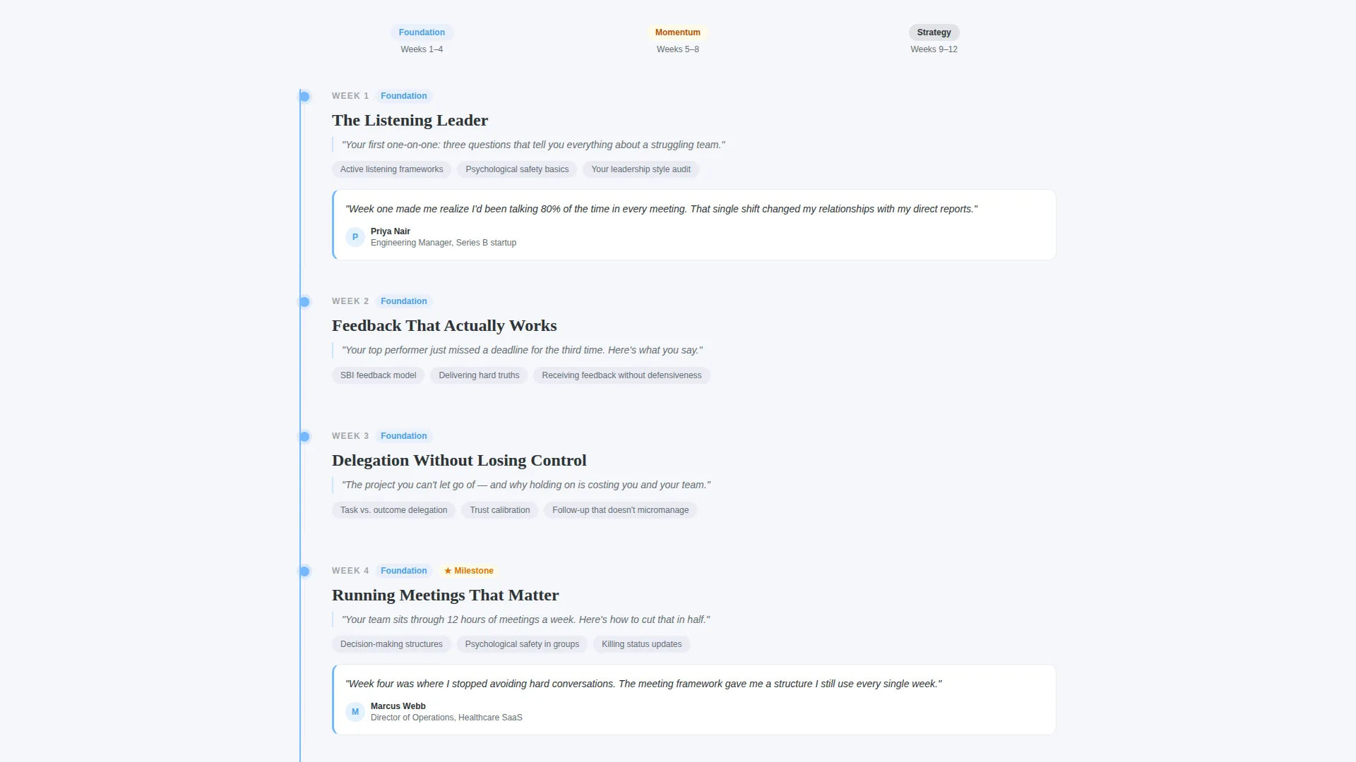 Leadership & Management Online Course Landing Page