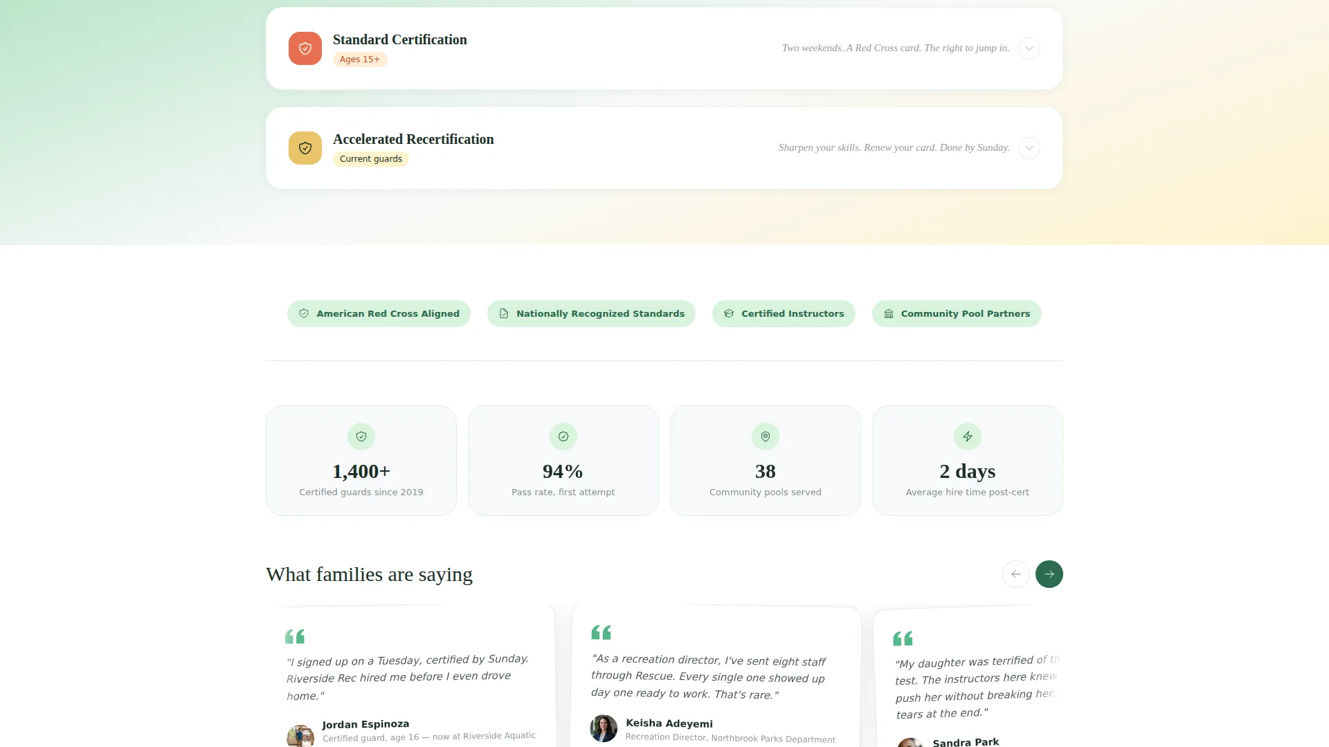 Lifeguard Certification Training Landing Page Template