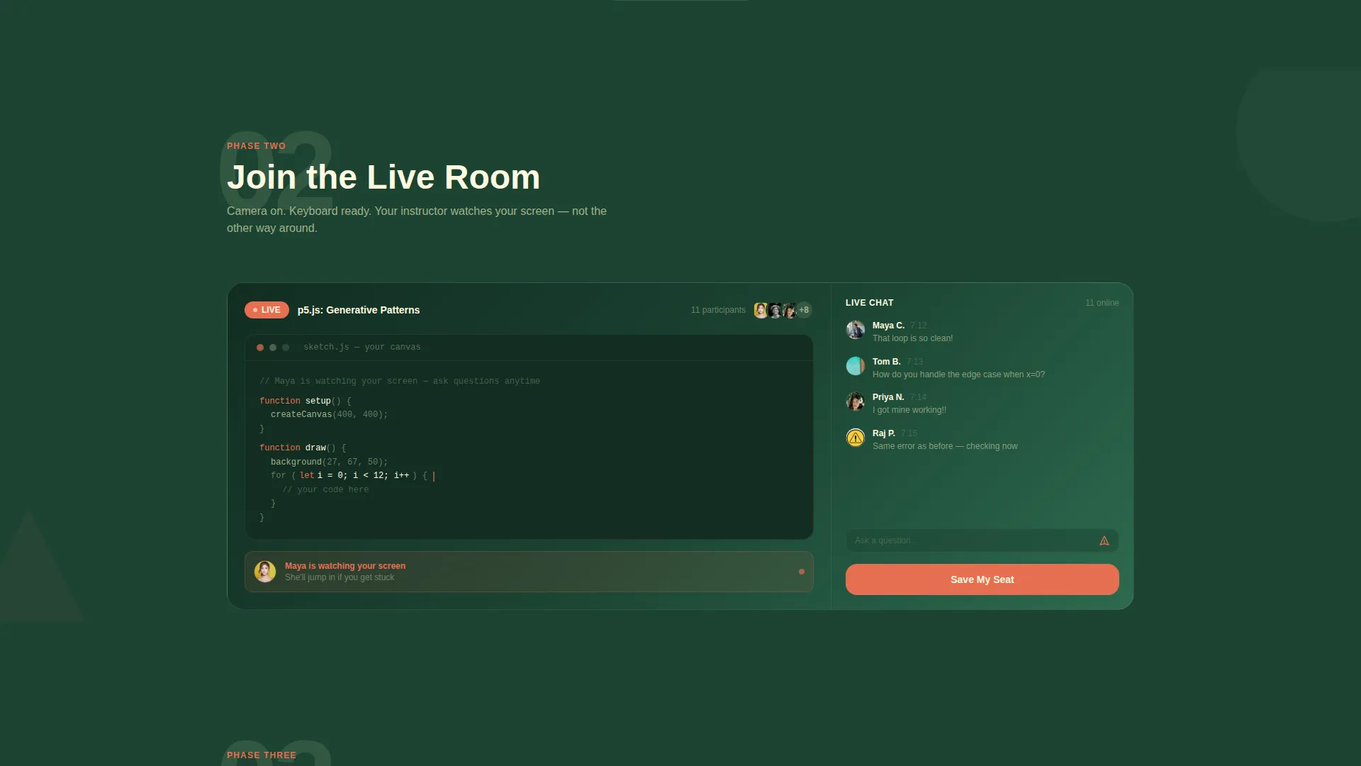 Live Learning Landing Page Template | Card Grid