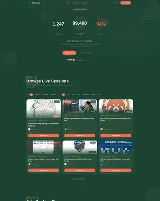 Live Learning Landing Page Template | Card Grid