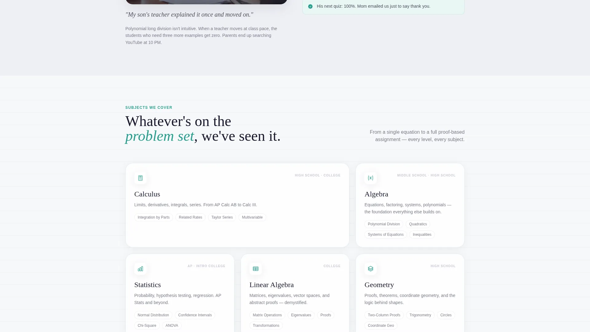 Mathematics Homework Help Landing Page Template