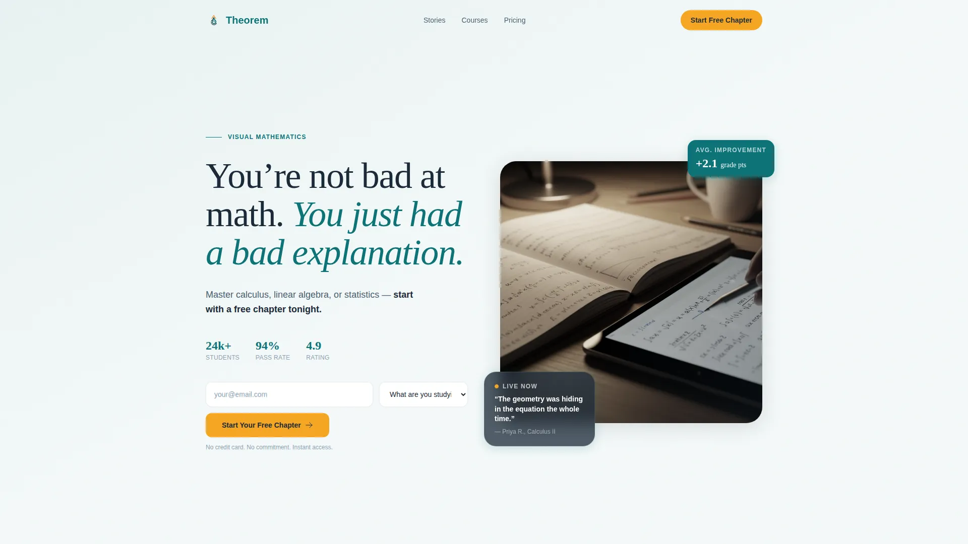 Mathematics Online Course Landing Page Template