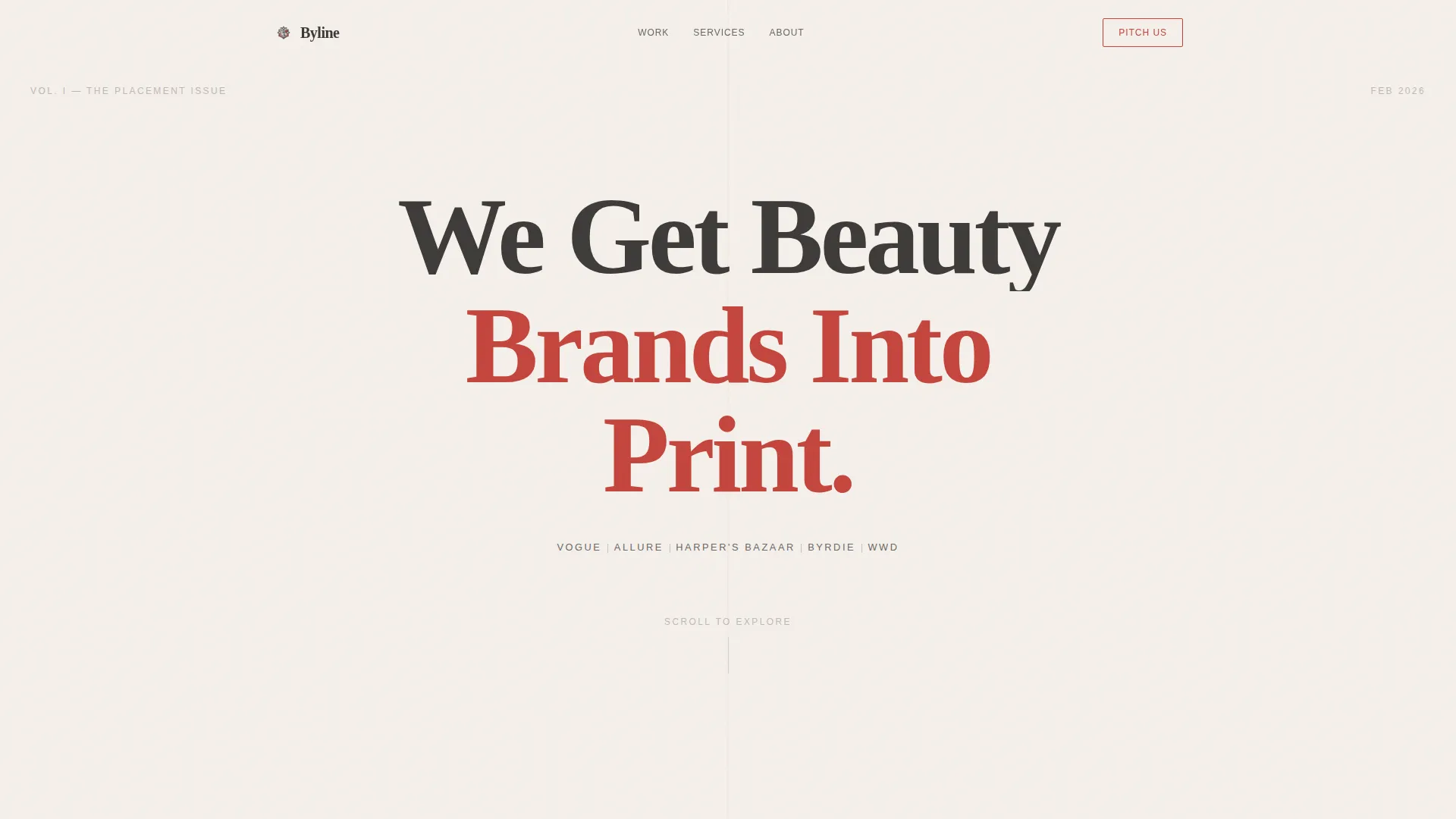 Editorial Beauty PR Agency Landing Page Template