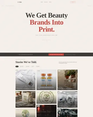 Editorial Beauty PR Agency Landing Page Template