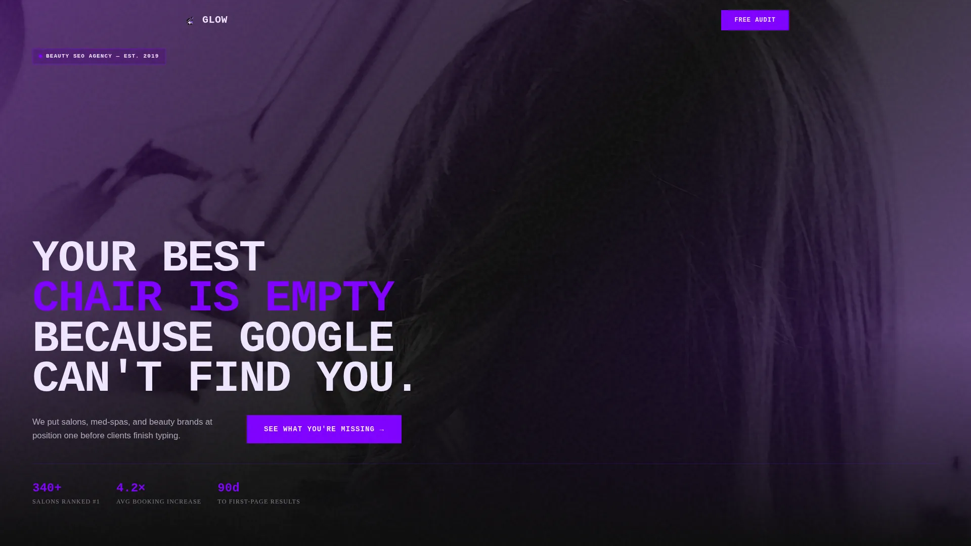 Bold Brutalist Beauty SEO Agency Landing Page Template