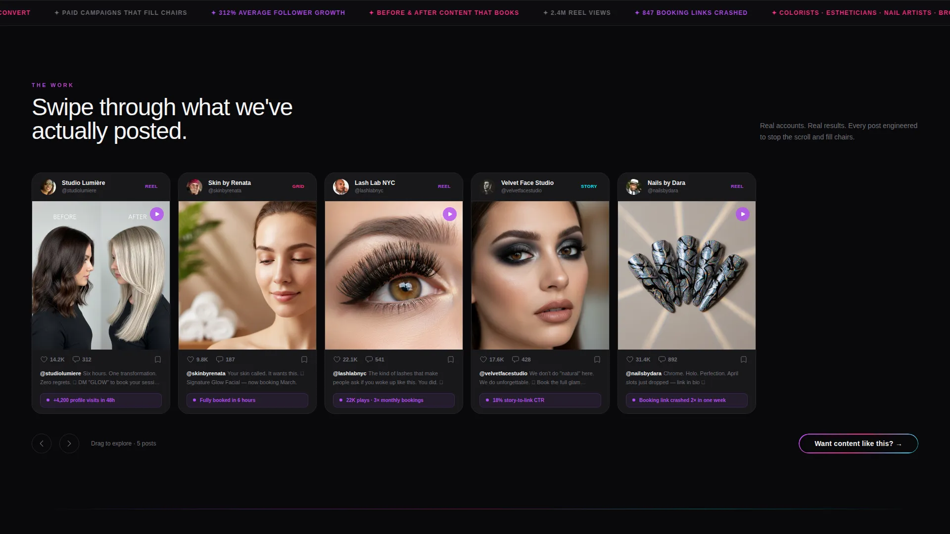 Beauty & Salon Social Media Agency Landing Page
