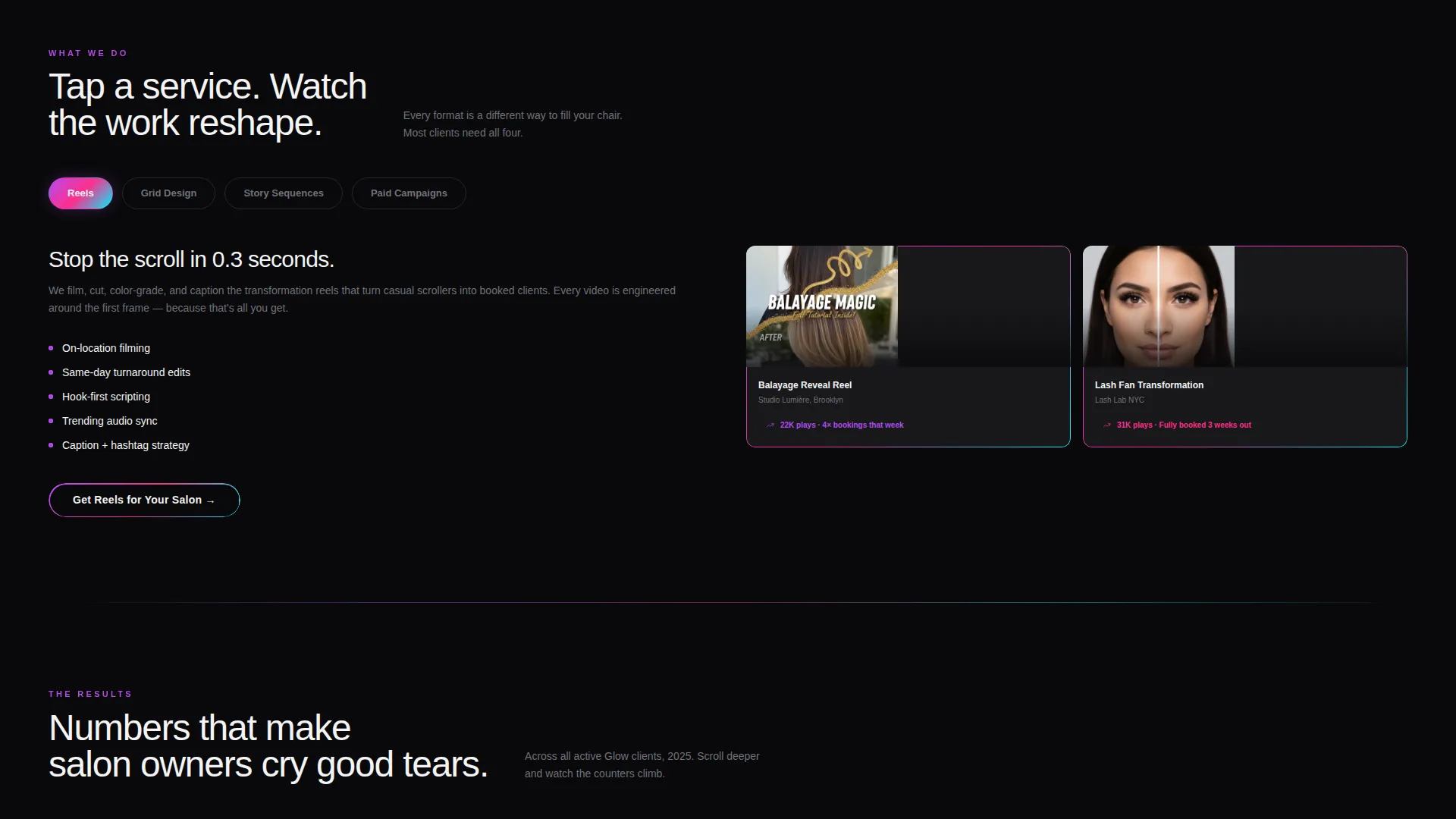 Beauty & Salon Social Media Agency Landing Page