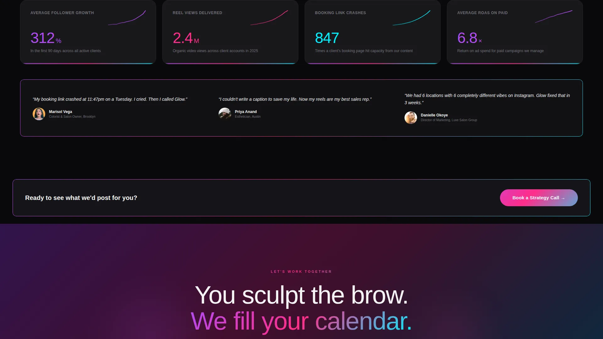 Beauty & Salon Social Media Agency Landing Page