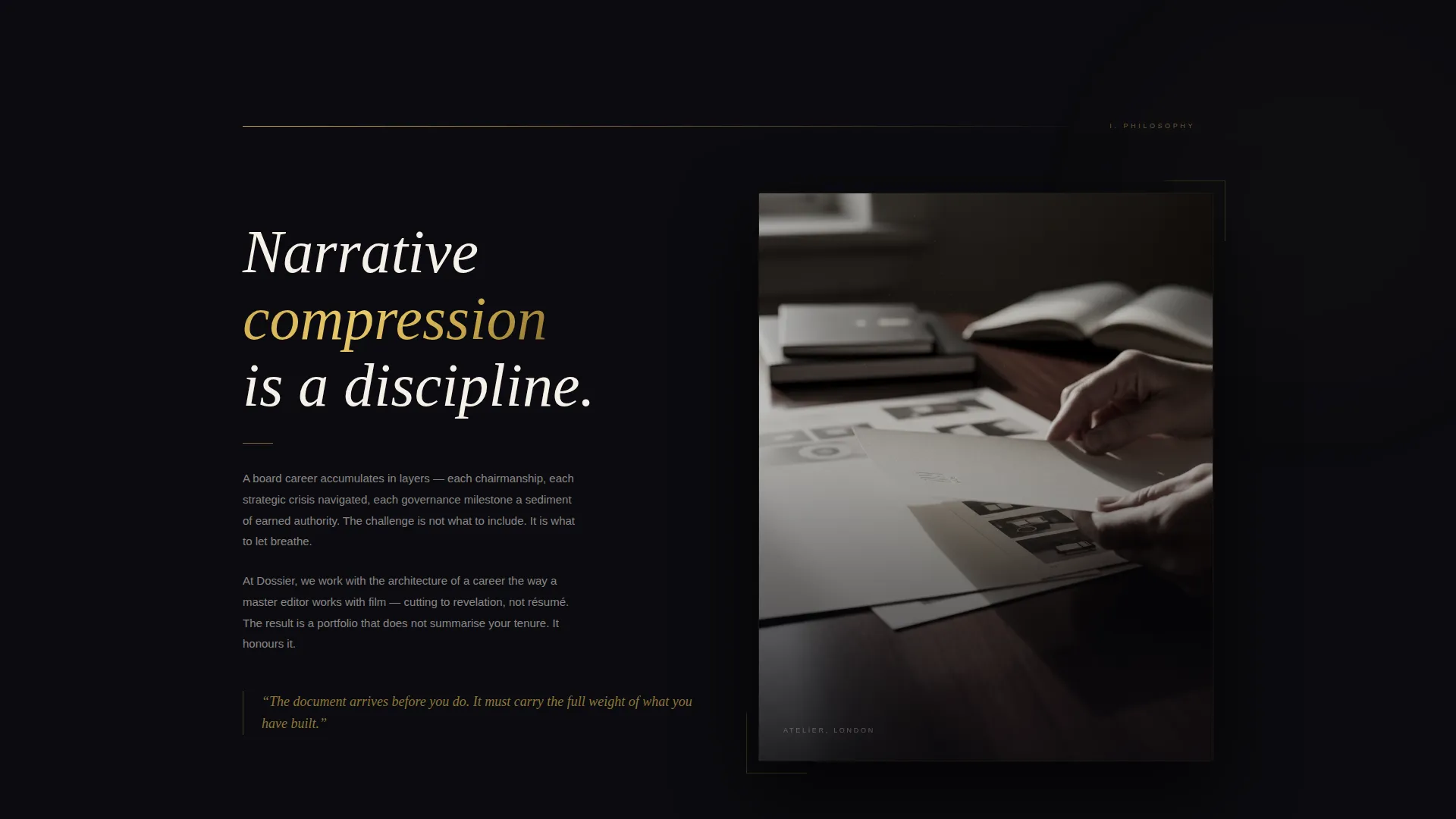 Board Member Portfolio Atelier Landing Page