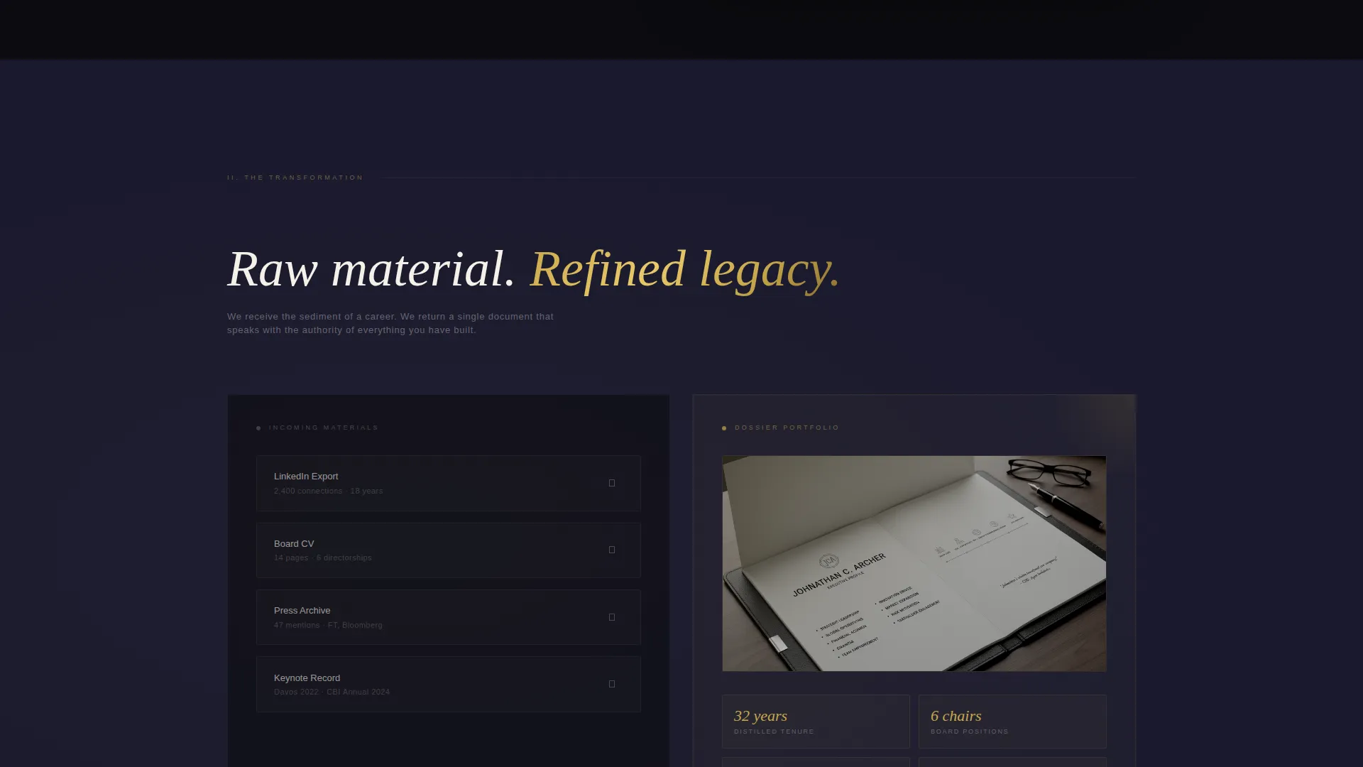 Board Member Portfolio Atelier Landing Page