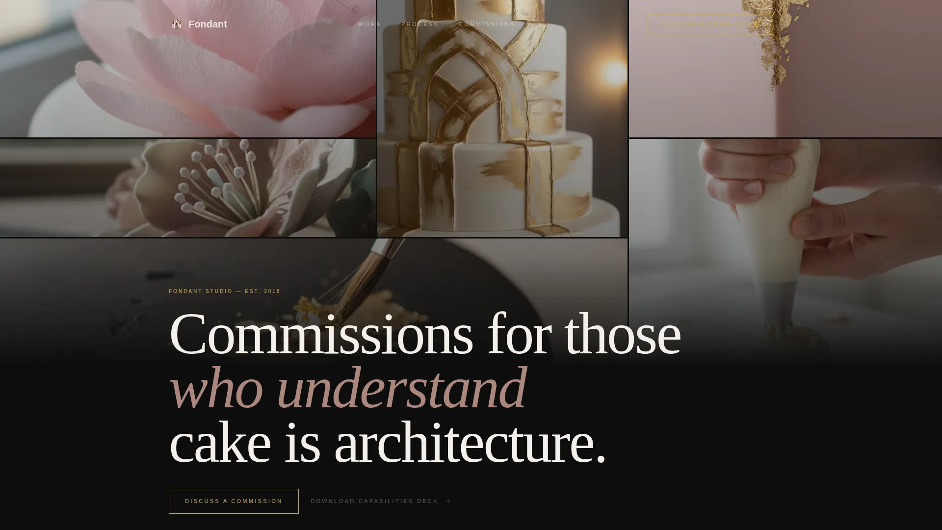 Dark Immersive Cake Decorator Landing Page Template